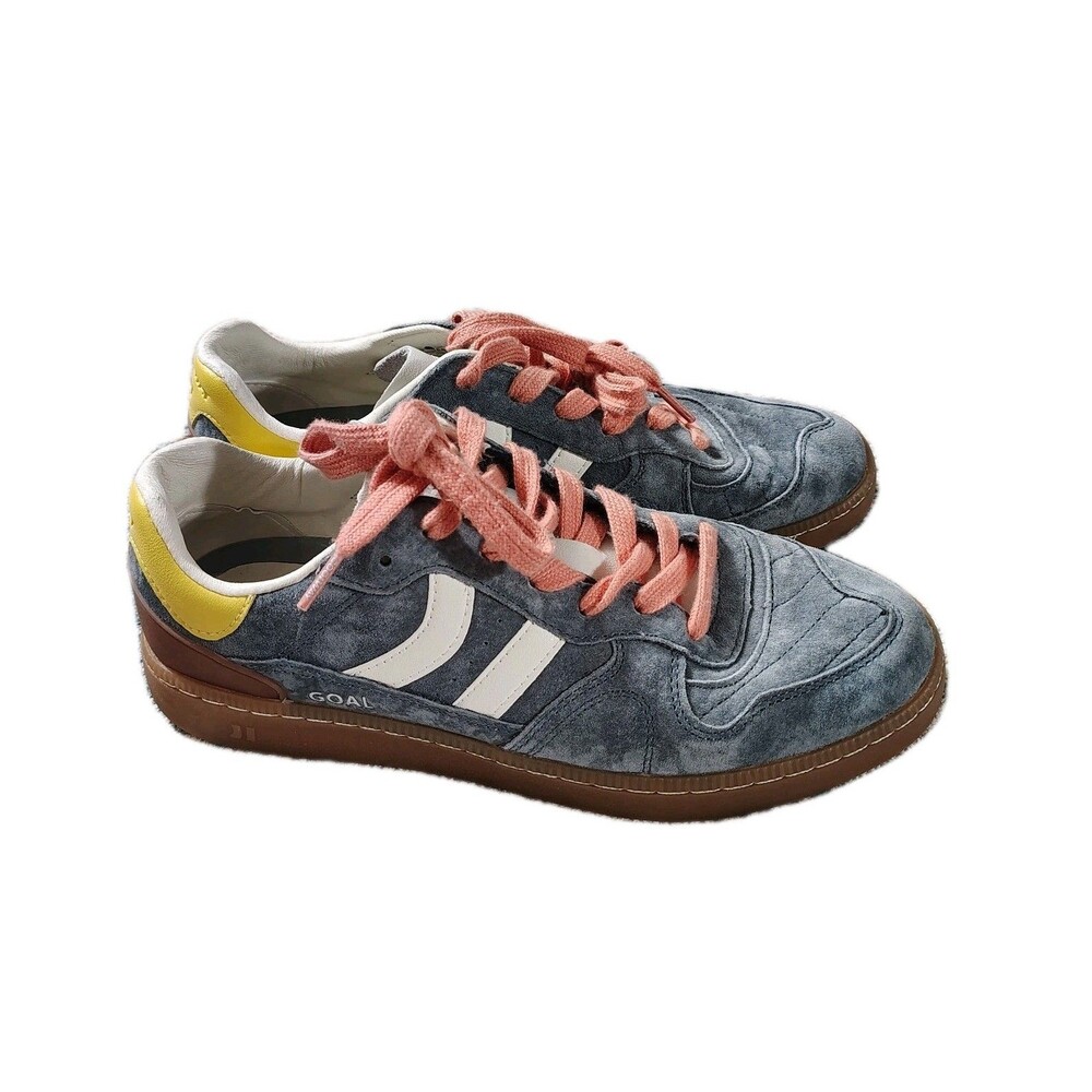 Coolway Goal Blue Coral Yellow Suede Shoes Sneakers Women's Size 10 - Picture 2 of 12